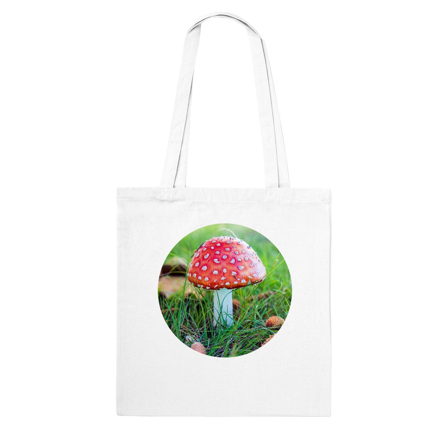 Red mushroom tote bag